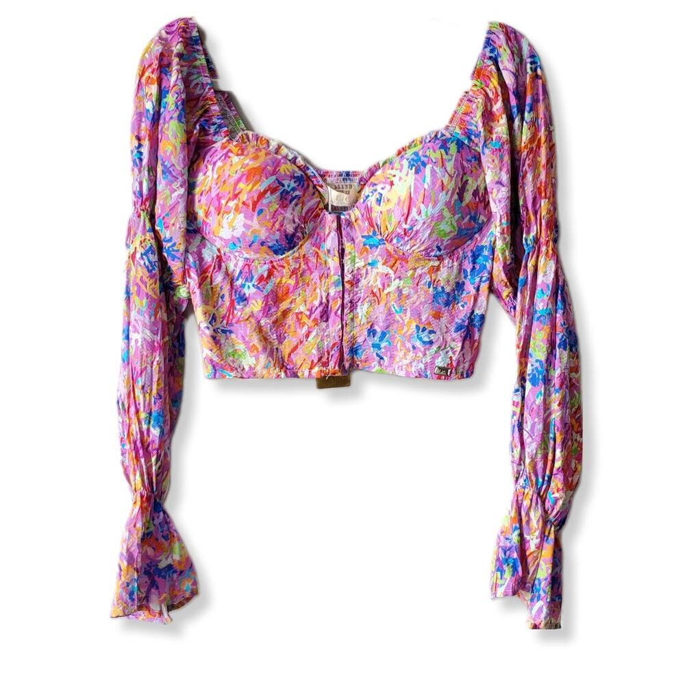 Women Colorful Cropped Bustier Corset Top S M Club Coquette Party Cocktail NEW